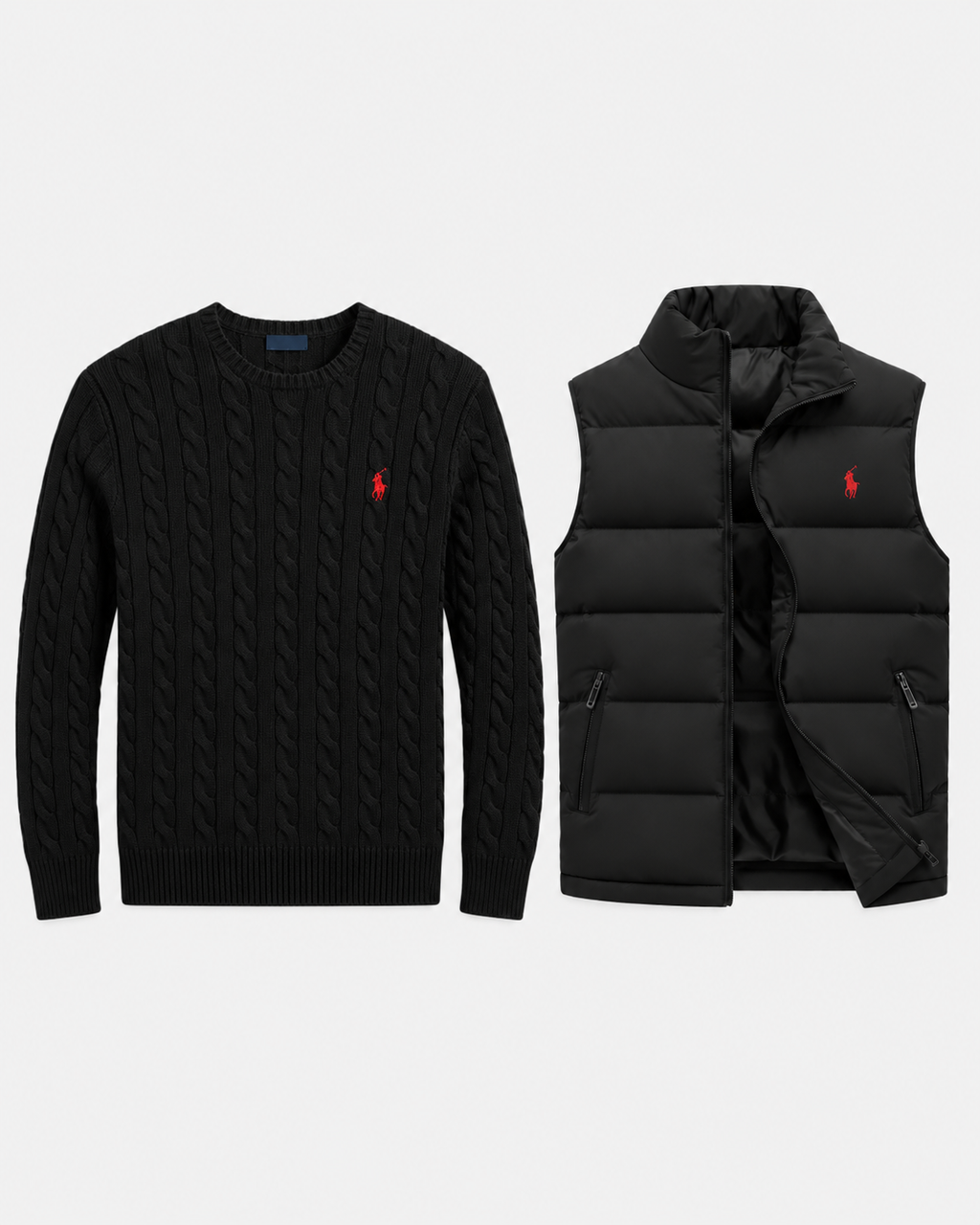 Cable-Knit Jumper & Quilted Gilet Set