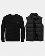 Cable-Knit Jumper & Quilted Gilet Set