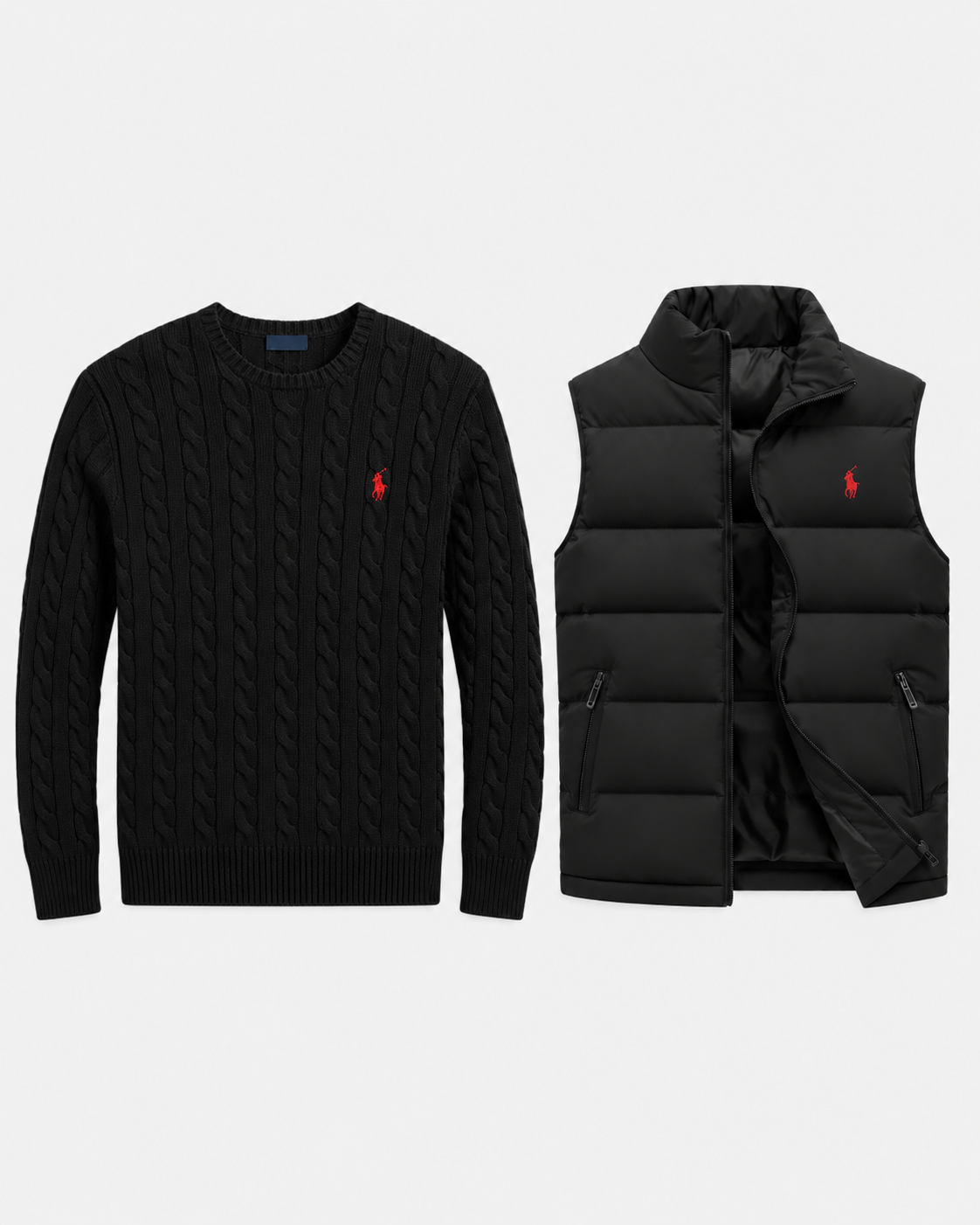 Cable-Knit Jumper & Quilted Gilet Set