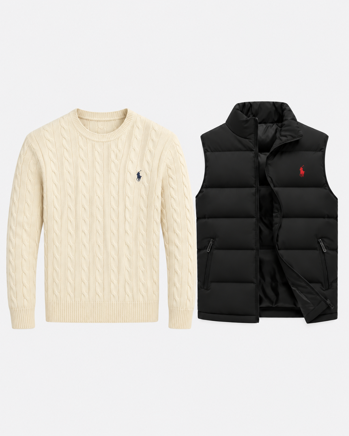Cable-Knit Jumper & Quilted Gilet Set