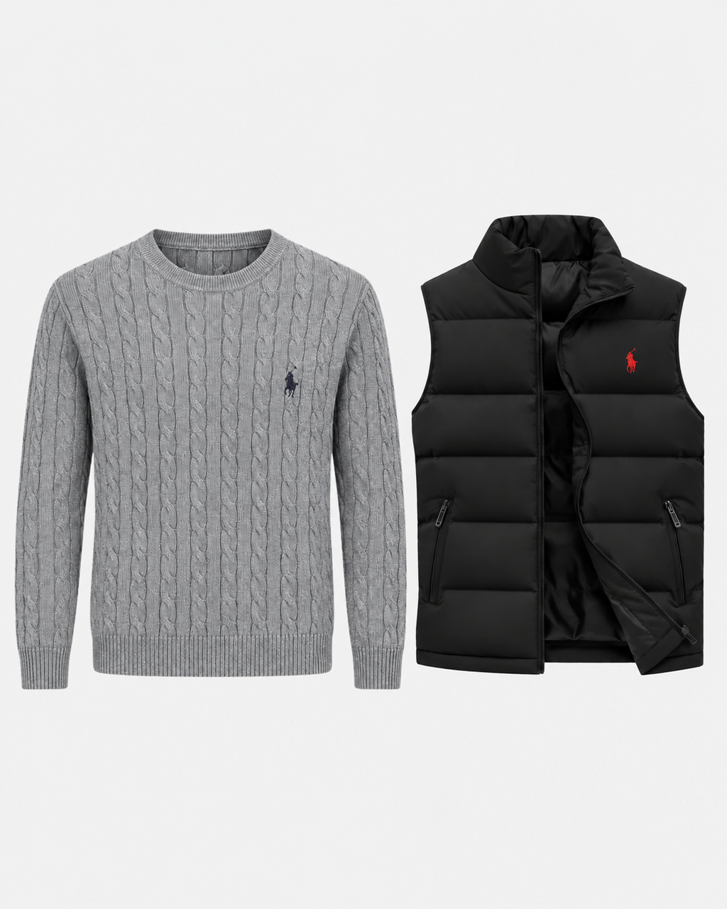 Cable-Knit Jumper & Quilted Gilet Set