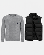 Cable-Knit Jumper & Quilted Gilet Set