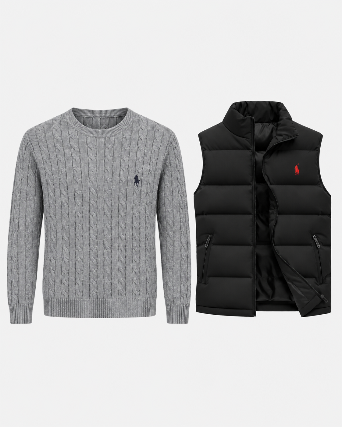 Cable-Knit Jumper & Quilted Gilet Set