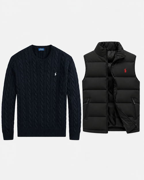 Cable-Knit Jumper & Quilted Gilet Set